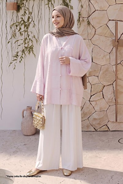 InStyle Kimono sa širokim rukavima u boji pudera