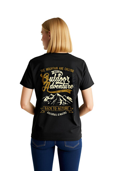 PayBuy Tricou cu mânecă scurtă imprimat cu tematică de munte, aventură în nat...