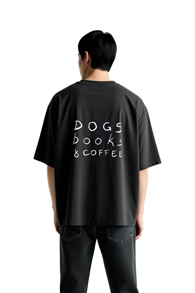 PayBuy Men's Oversize Graphic Printed T-Shirt Dog Book Coffee Lover Relaxed F...