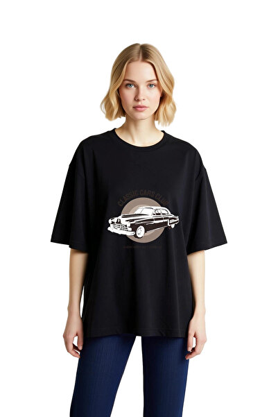 PayBuy Tricou supradimensionat cu imprimeu grafic pentru femei, cu tematică c...