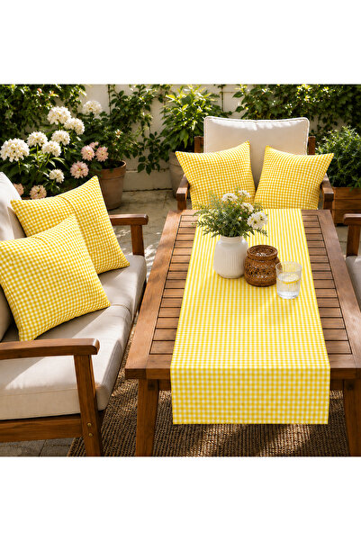 Belomia Home Collection Pötikare Desen 4 Adet Dolgulu Kırlent + 1 Adet Runner...