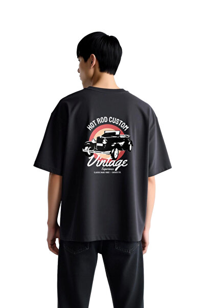 PayBuy Tricou oversize pentru bărbați cu imprimeu Hot Rod Vintage Garage