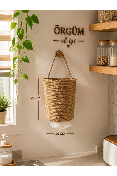 ÖRGÜM Bag Holder 25X18 cm Decorative Wicker Look Bag Holder