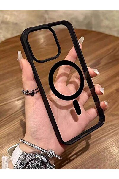 OEM Carcasă magnetică transparentă pentru iPhone 14, neagră, de bază, pentru ...