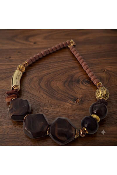 azra takı tasarım Handmade Coffee Bohemian Short Women's Necklace