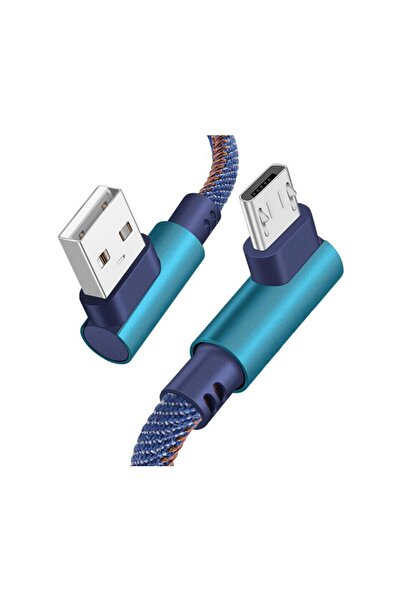 90° L Tipi USB to Type-C Şarj Kablosu Dayanıklı Kablo