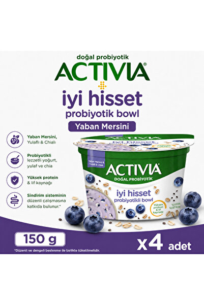 Activia İyi Hisset Probiyotik Bowl Yaban Mersinli 150 g x4 Adet