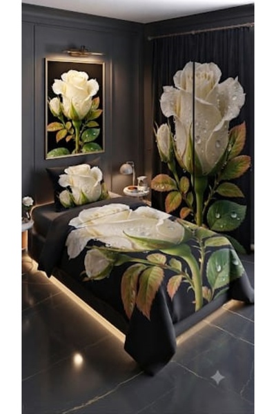 Elmas Dizayn 280*240 Cm. Special Design Single Bedding Set with Background Cu...