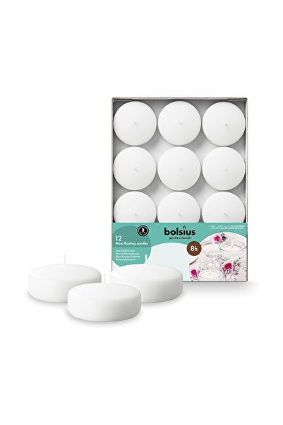 Bolsius Set 2 x 12 Lumanari Plutitoare Maxi, 77 x 29 mm, 8 Ore, Alb