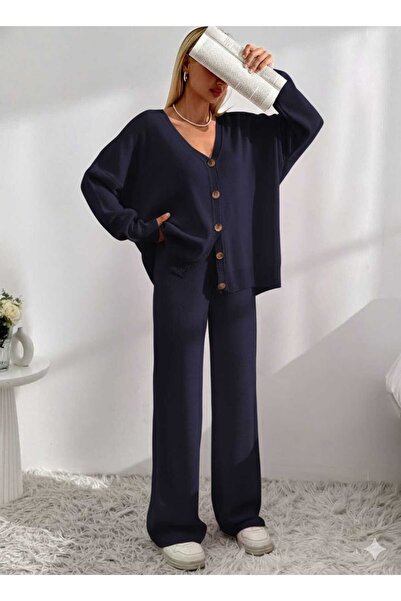 KRN Trousers-Cardigan Knitwear 2-Piece Set [Oversize]