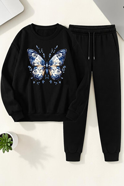 uyguntarz Unisex Patterned Butterfly Design Printed Crew Neck Sweatshirt - 2-...