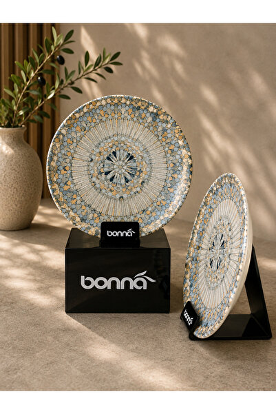 Bonna Luca Mosaic Matt Gourmet Flat Plate 21 cm 2'li Pasta / tatlı tabağı / M...