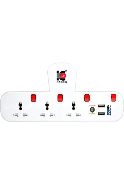 Kadris محول متعدد الاستخدامات KD44 ثلاثي الاتجاهات مع منفذين USB 2.1A ومنفذ و...
