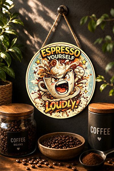 Mayeka Espresso sebe glasno zabavna šolja ilustracija okrugli MDF sto kafa