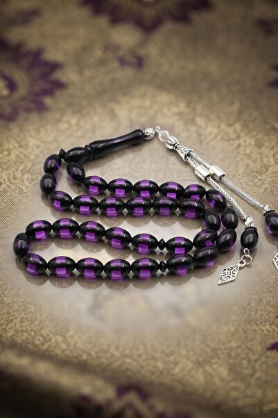 Prestige Surmeli Crimped Amber Stone Barley Cut 33-Piece Prayer Beads with Me...