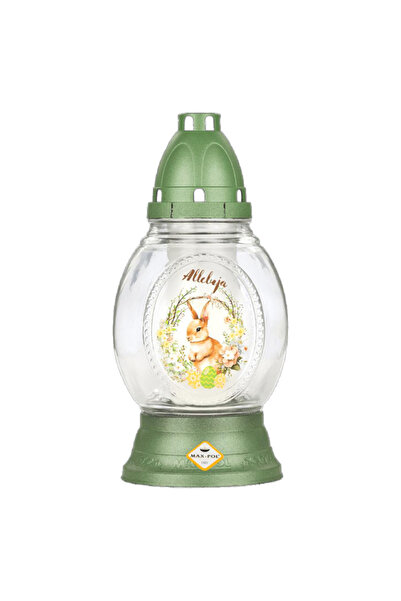 LCA Candela din Sticla cu Motiv Pascal, Iepure, Multicolor