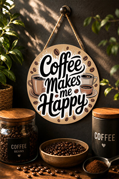 Mayeka Cafeaua mă face fericită - Masă rotundă din MDF cu design de ceașcă și...