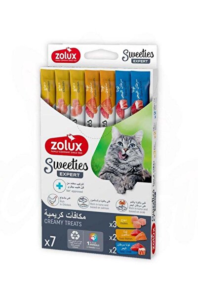 Zolux Sweeties Creamy Stick for Cats, Mixed of Chicken, Salmon & Crab 7 pcs/box