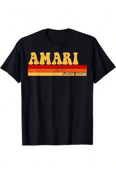 26LIK AMARI Men'S Retro Graphic T-Shirt Black With Yellow And Red Highlights ...