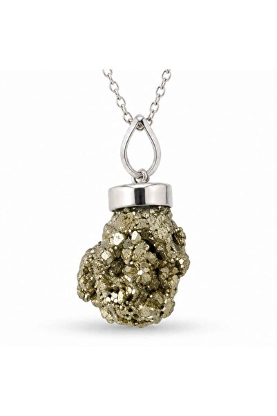 craftmystic 925 silver necklace with natural rough pyrite – prosperity and in...