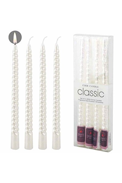 craftmystic Set 4 Lumanari albe spirala de 25 cm - Lumanari fara picurare si ...