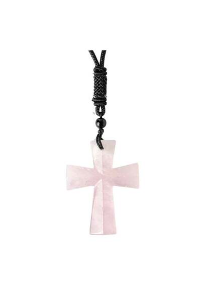 craftmystic Iubire si Armonie - Colier Cruce din Cuart Roz