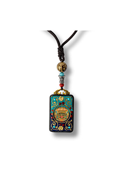 craftmystic Nepalese Ebony Thangka Necklace with Lion in the Snow - Spiritual...