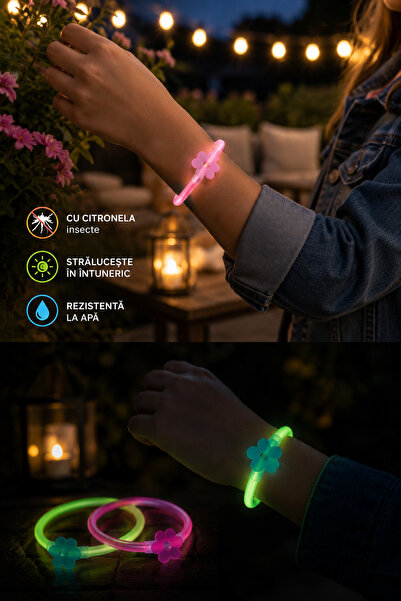 Citronella Brățări Glow in the Dark cu – Set Fosforescent Anti Țânțari
