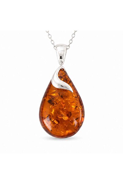 craftmystic 925 silver necklace with amber teardrop – warmth, protection and ...