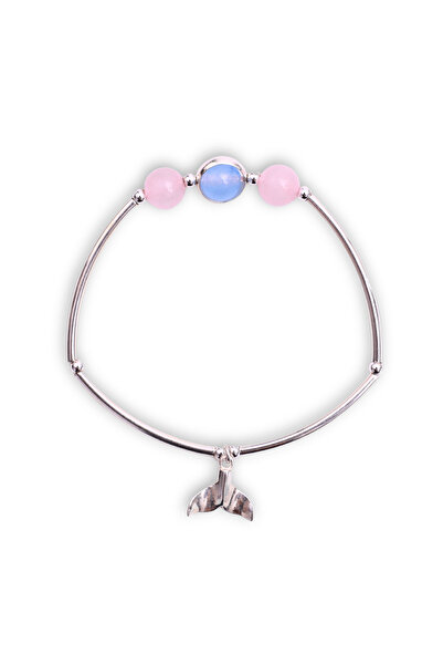 craftmystic Bratara Metalica cu Margele din Cuart Roz, Margea si Pandantiv Ar...