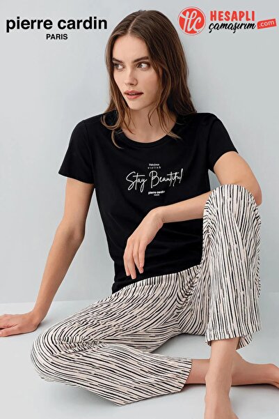 Pierre Cardin Paris Premium Large Size Women's Stay Beautiful Black Striped S...