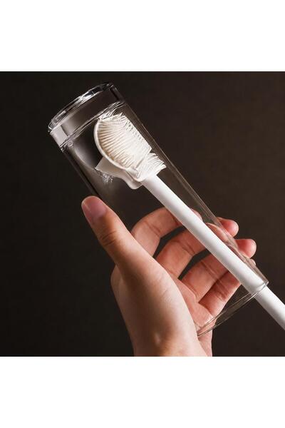 jetfast White Thermos Bottle Brush Water Bottle Silicone Bottle Baby Bottle Jar Cleaning Washing Brush