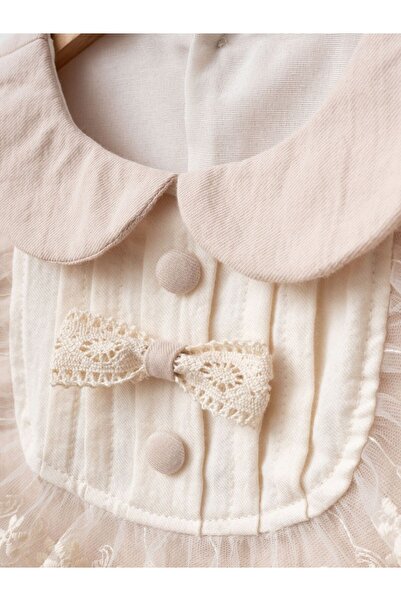 Cherrys Bebek Girl's French Lace Noble Linen Dress