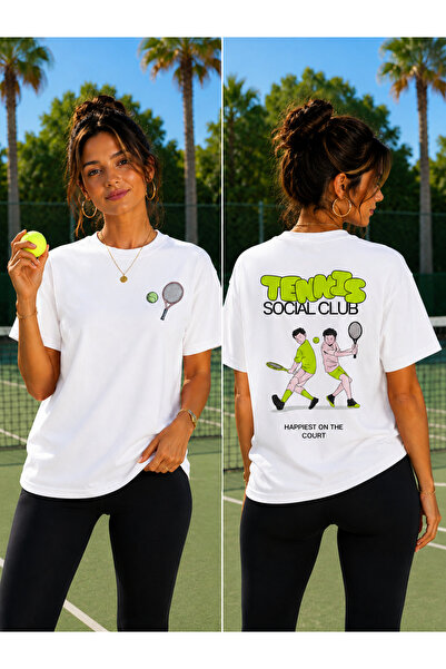 VODEXA Μπλουζάκι Unisex Oversize με στάμπα τένις, 100% βαμβάκι, με θέμα το τέ...