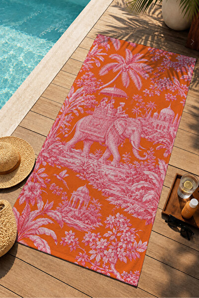 Evmila Toile De Jouy Safari Animals Patterned 70X150 Beach Towel - Digital Pr...