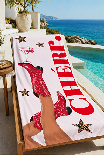 Evmila Retro Chérie Written Fashionable Women's Patterned 70X150 Beach Towel ...