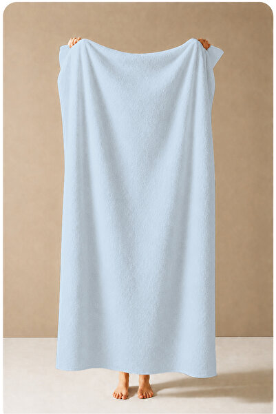 Evmila Minimal Plain Baby Blue Single Color Patterned 70X150 Beach Towel - Di...