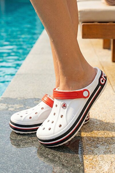 Rugmood Croxer White Red Anatomical Comfort Slippers & Sandals