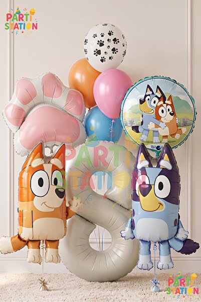 Parti Station Bluey and Chilli Concept 8-Year-Old Foil Balloon Set – 9-Piece ...