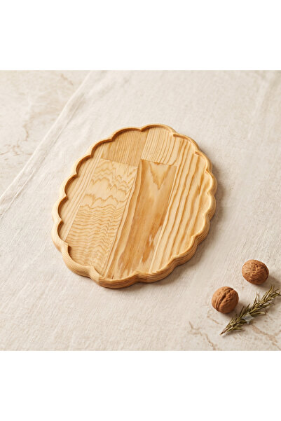 Ahşap Teslim Doğal Ahşap Kayık Sunum Tabağı – 20x30 cm Dalgalı Kenarlı Ahşap ...