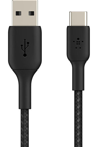 Belkin Πλεγμένο Καλώδιο USB 2.0 USB-C Αρσενικό - USB-A 15W Μαύρο 2μ CAB002bt2MBK