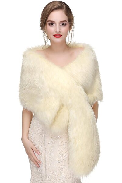 GENERAL Faux Fur Shawl Wrap Stole Shrug Winter Bridal Wedding Cover Up