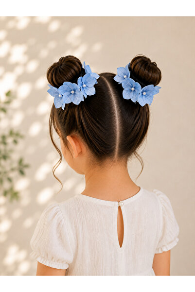 EliraToka Women's - Girls' Pearl Hydrangea Flower Bun Buckle Set of 2