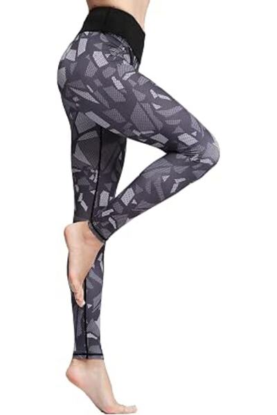 GENERAL Women's Printed Yoga Trousers, Slim Fit High Waist Opaque Fitness Run...