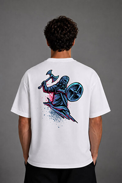 VSRN Tricou oversize alb cu imprimeu pe spate Kalkan Balta Design