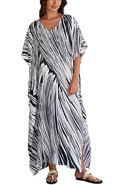 GENERAL Women's Bohemian Kaftan Maxi Loungewear Oversized Nightgown Homewear ...