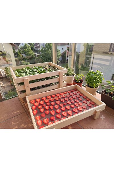 Limon Dekor Doğal Huş Ağacı İstiflenebilir Gıda Kurutma Teli - 2'li Set (52x3...