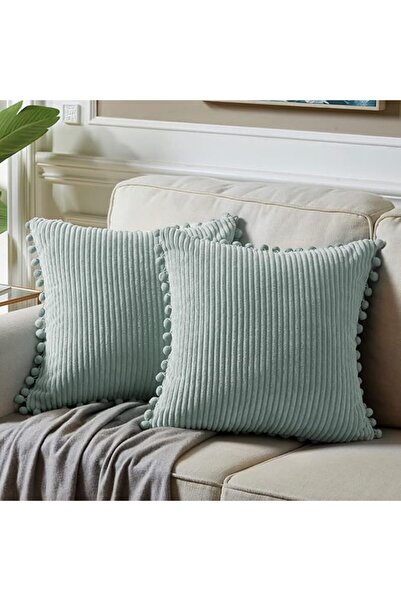 Fancy Homi Pack of 2 Boho Decorative Throw Pillow Covers with Pom-poms, Soft ...