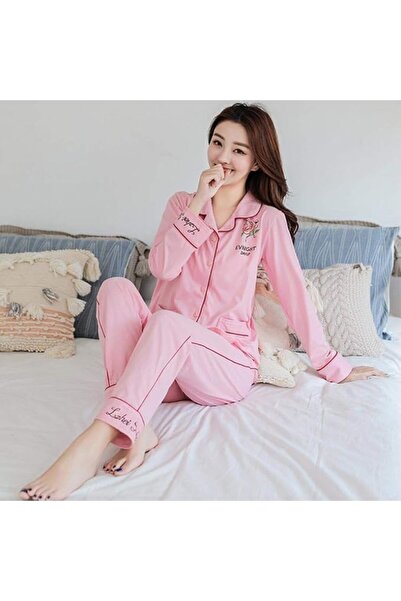 GENERAL Women'S Pajamas Cotton Pajama Set Long Sleeve Top + Pants