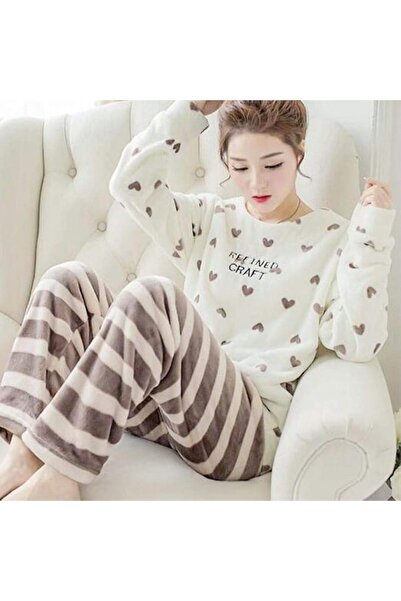 GENERAL Women'S Pajamas Set Winter Thick Warm Flannel Pajamas Set